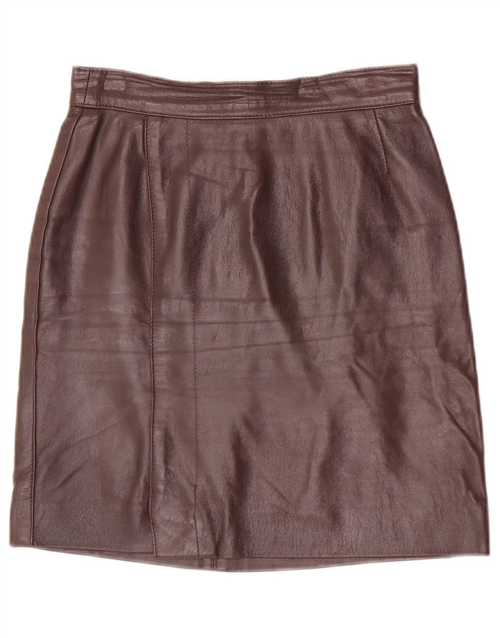 jupe en cuir femme vintage W25 XS Marron