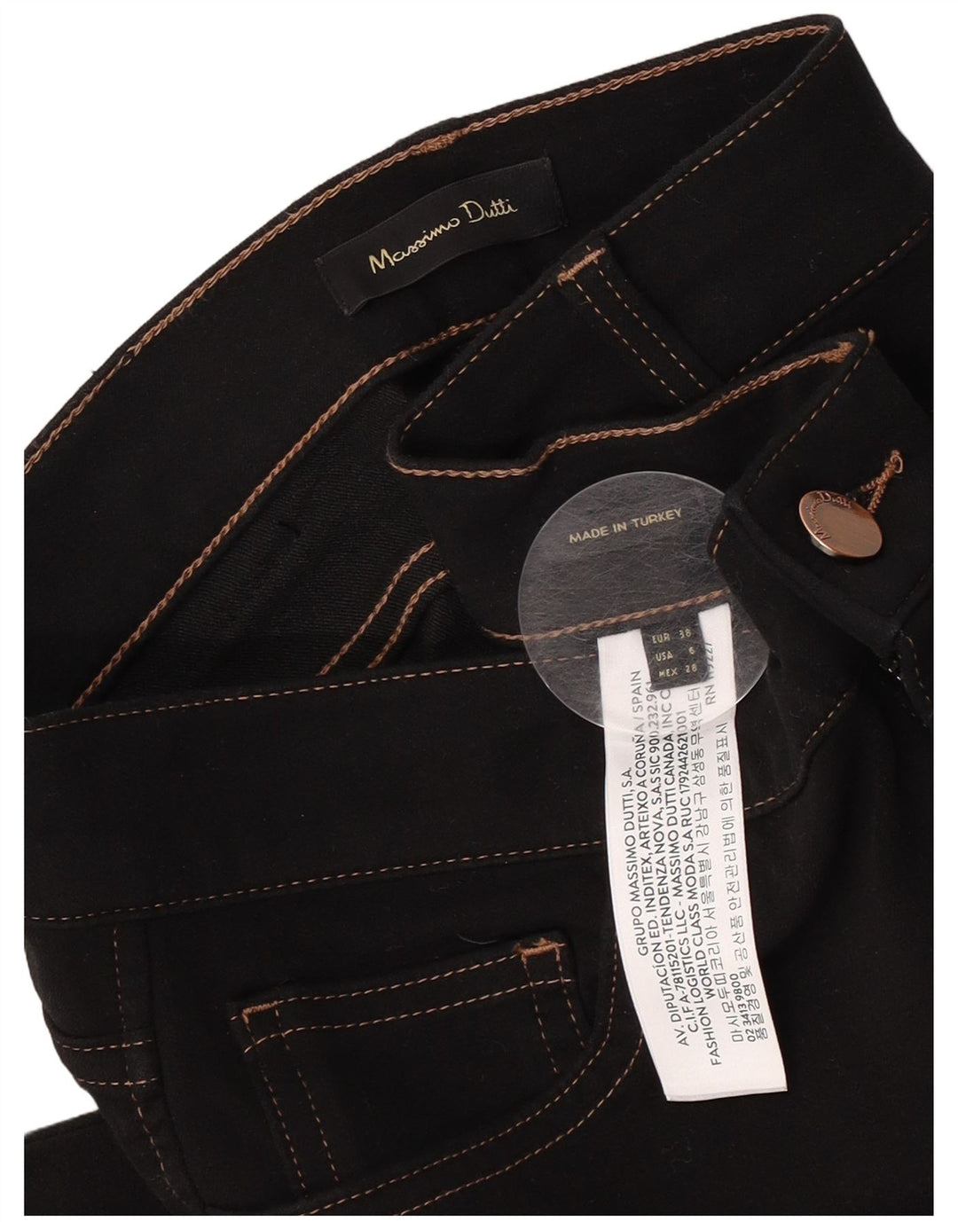 Massimo Dutti Jean Slim Femme EU 38 Petit W28 L30 Coton Noir