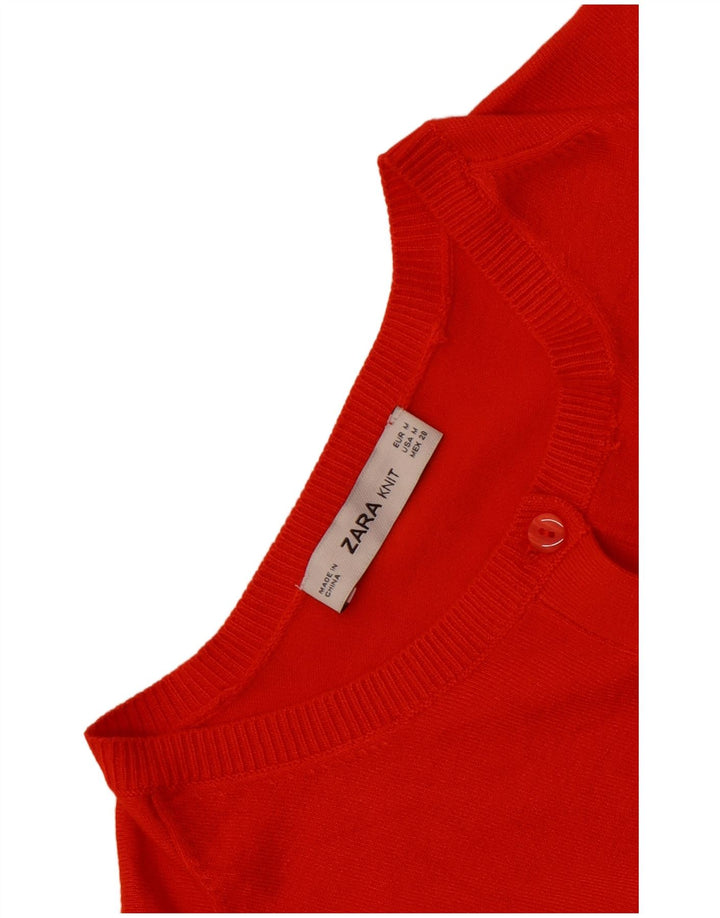 Zara Cardigan Femme Pull UK 14 Orange Moyen