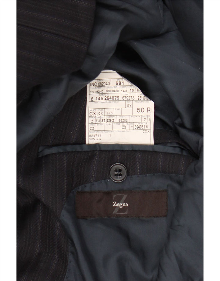 Zegna Veste blazer à 3 boutons pour homme IT 50 en laine à fines rayures bleu marine