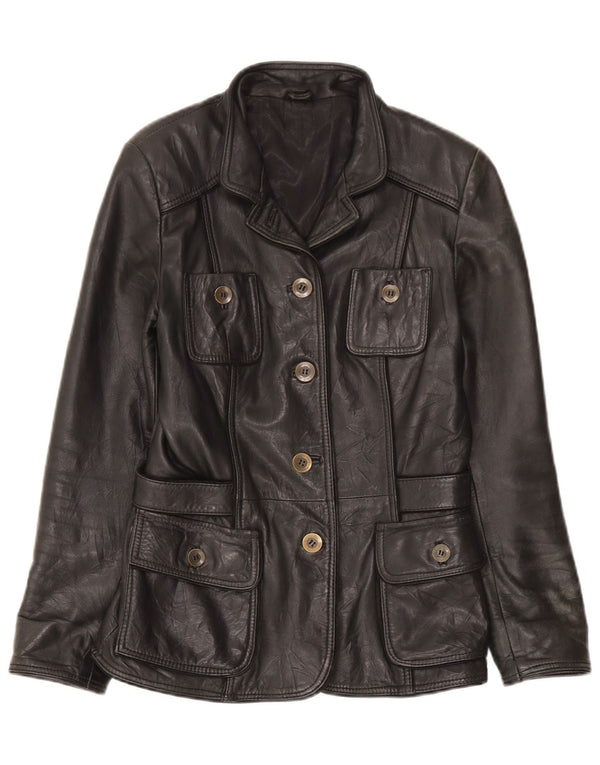 veste en cuir femme vintage UK 6 XS Cuir noir