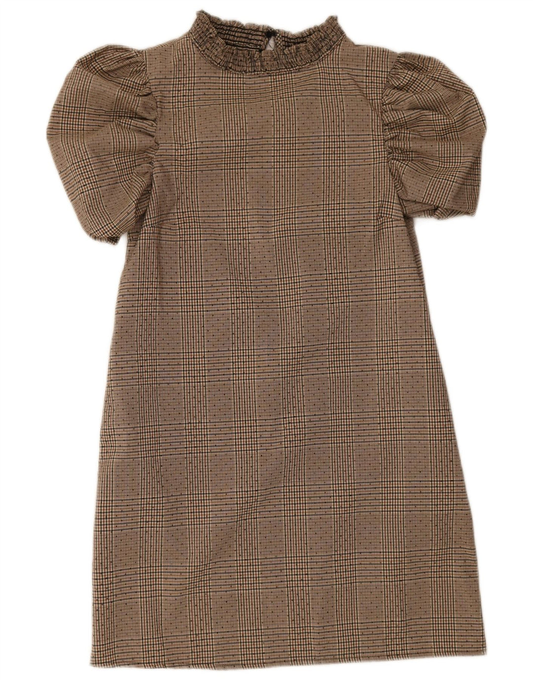 Zara Womens Basic Dress UK 6 XS Beige Pied-de-poule