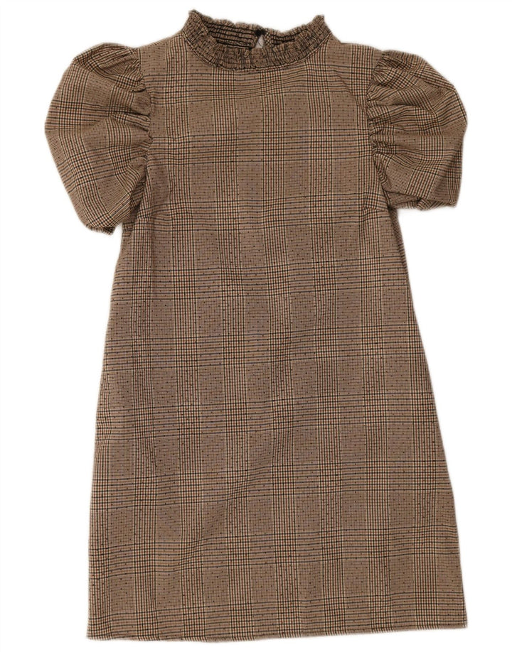 Zara Womens Basic Dress UK 6 XS Beige Pied-de-poule