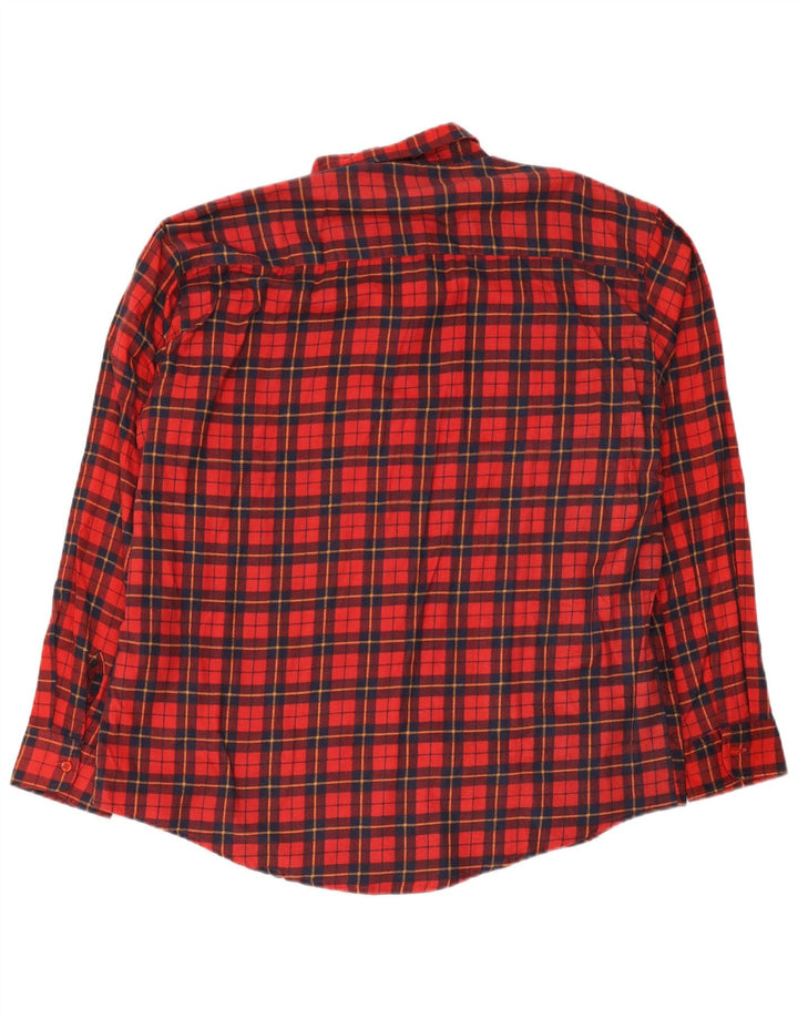 Chemise en flanelle homme Vintage 2XL coton à carreaux rouge