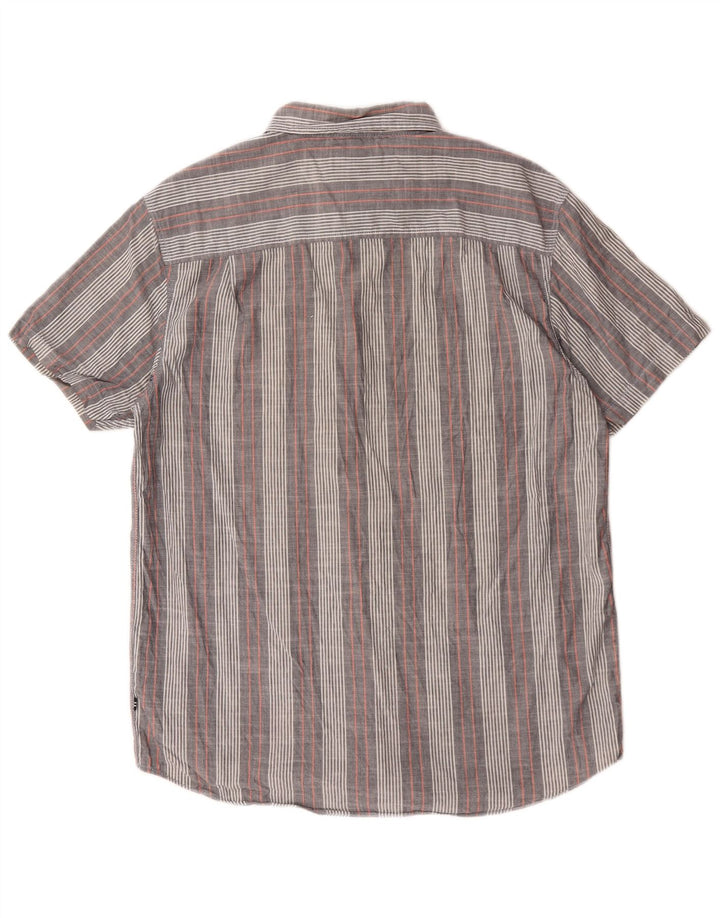 Nautica Chemise à Manches Courtes Homme Gris Moyen Rayé Coton