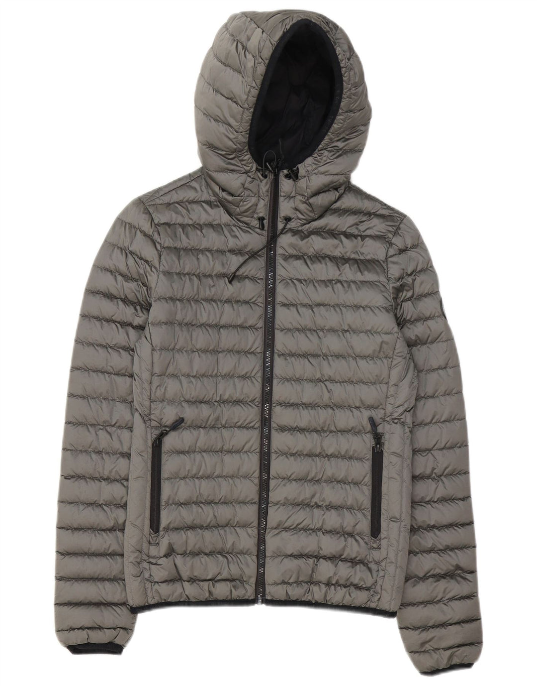Superdry Veste matelassée à capuche pour femme UK 8 Small Gris Polyester