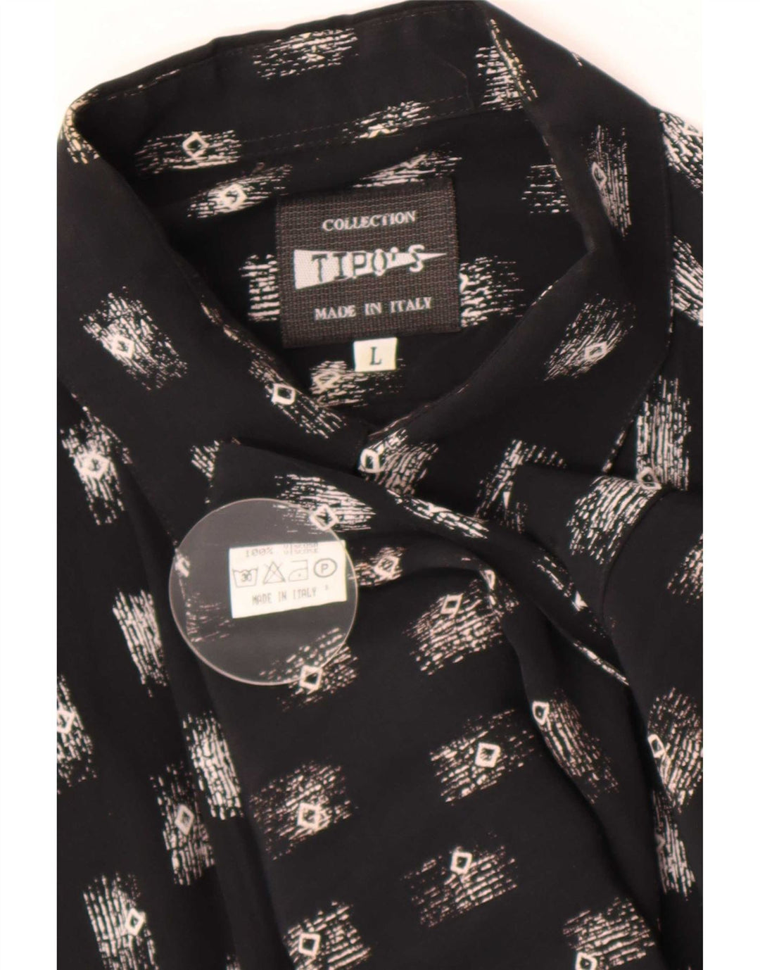 Tipo' S Chemise à manches courtes pour homme à motif abstrait en grande viscose noire