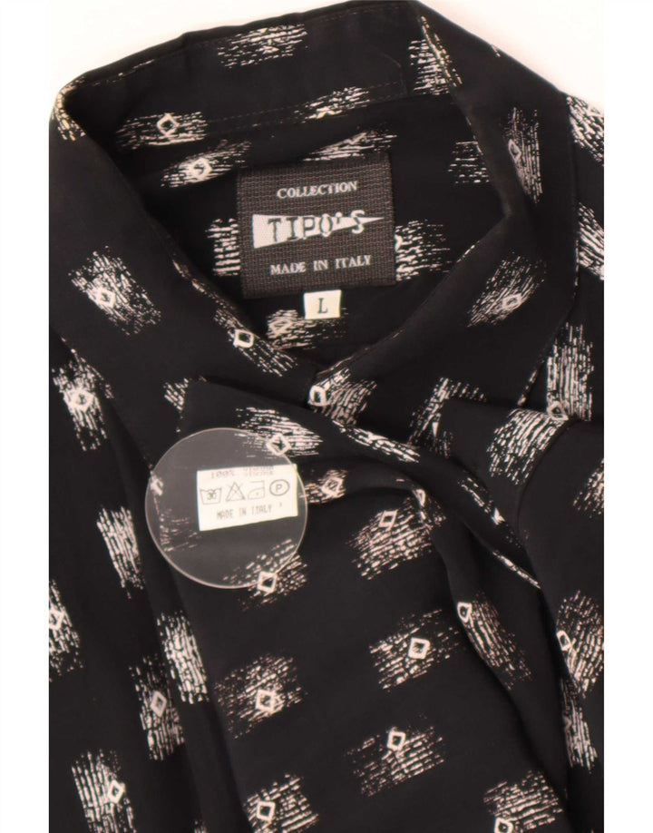 Tipo' S Chemise à manches courtes pour homme à motif abstrait en grande viscose noire