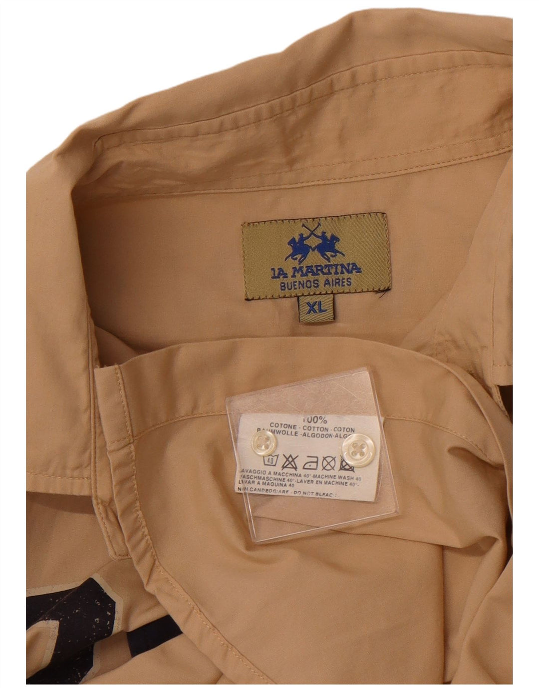 LA MARTINA Chemise Graphique Royal Navy Homme XL Beige Colorblock Coton