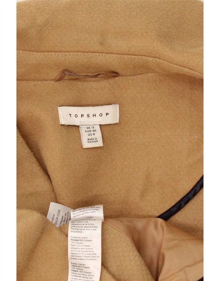 Topshop Manteau croisé pour femme UK 12 Polyester beige moyen