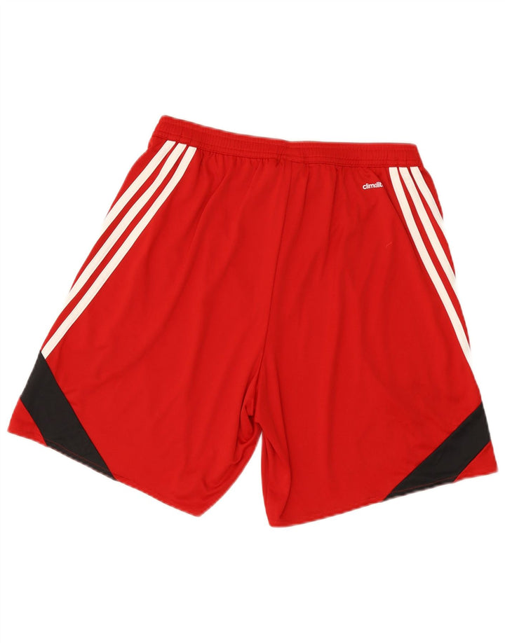 Adidas Short de Sport Climalite Homme Rouge Moyen Polyester Colorblock