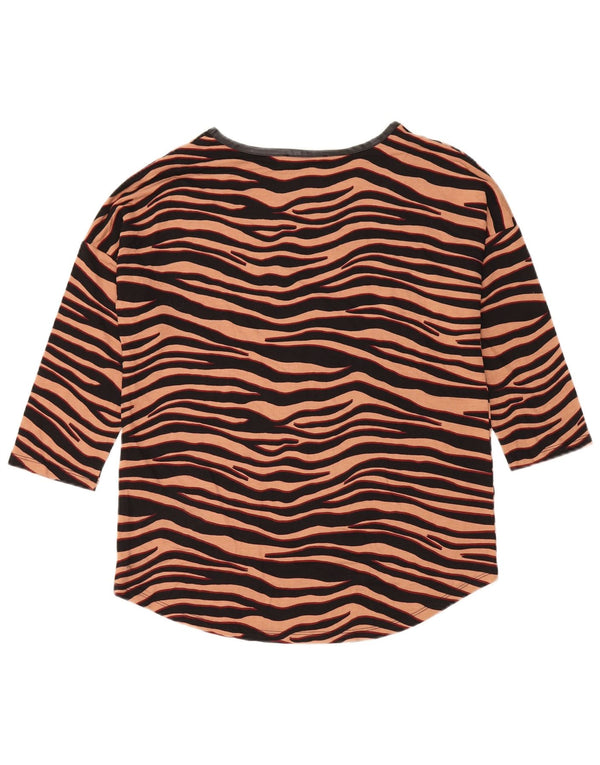 Oasis Haut surdimensionné à manches 3/4 pour femme UK 10 Petit imprimé animal marron
