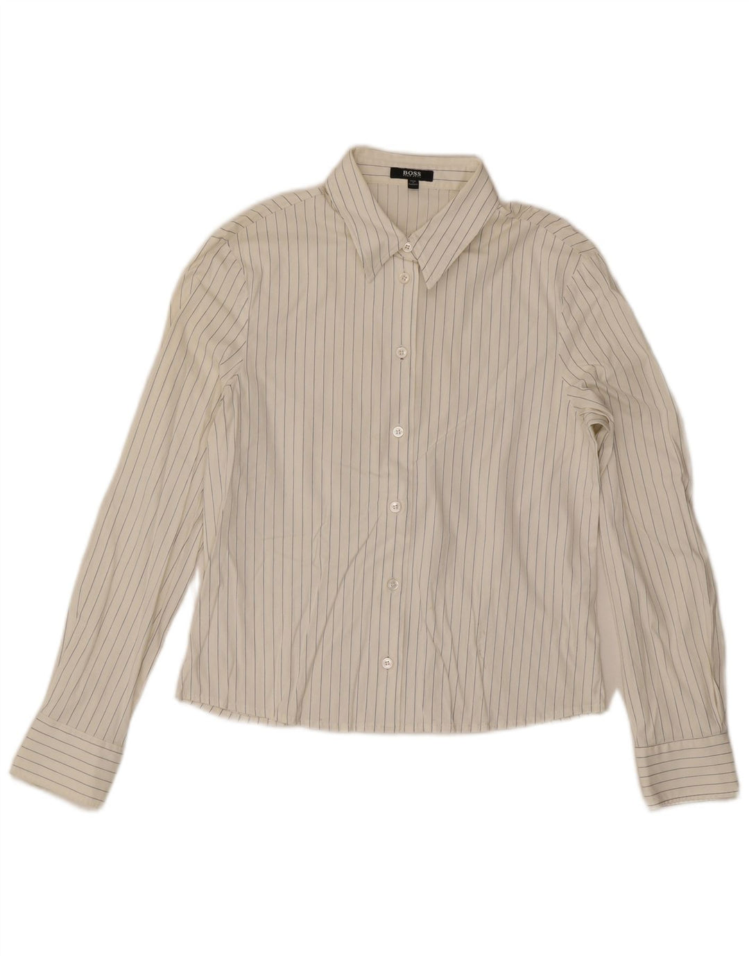 Hugo Boss Chemise Femme UK 12 Medium Blanc à fines rayures