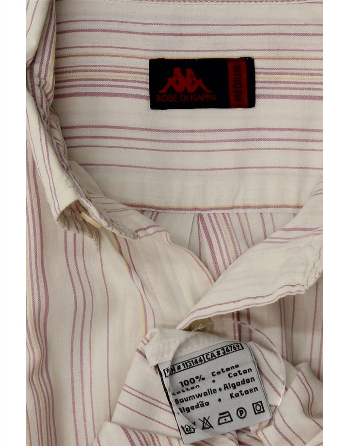 KAPPA Chemise à Manches Courtes Homme Blanc Rayé Coton