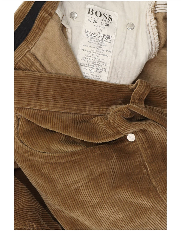 HUGO BOSS Pantalon droit Alabama en velours côtelé W36 L30 Homme Marron Coton