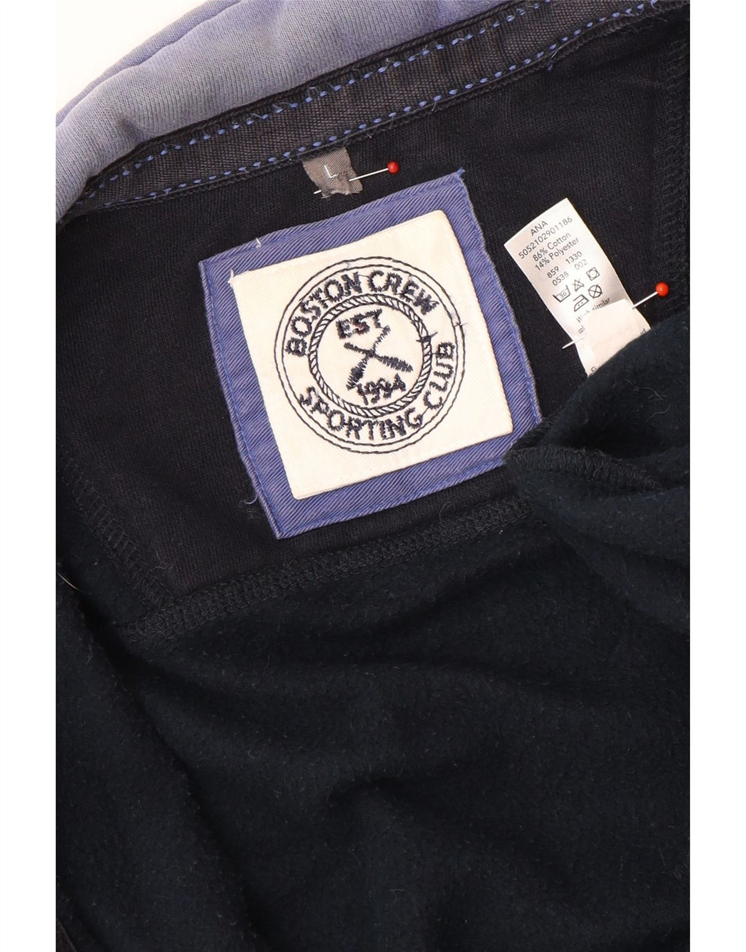 Boston Crew Veste de survêtement pour homme en coton bleu marine Taille L