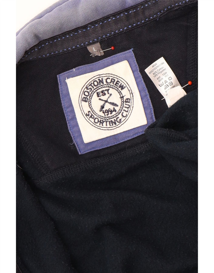 Boston Crew Veste de survêtement pour homme en coton bleu marine Taille L
