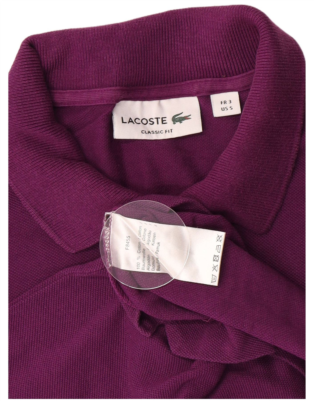 Lacoste Polo coupe classique pour homme taille 3 petit coton violet