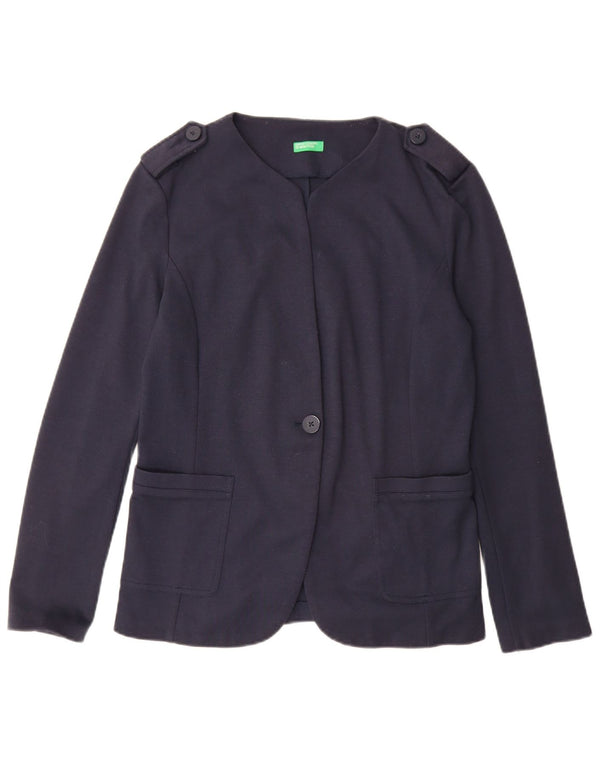 Benetton Veste Blazer 1 Bouton 1 Bouton Femme UK 12 Bleu Marine Moyen