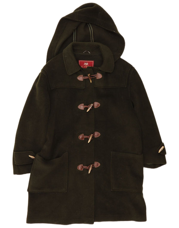 vintage Femmes À Capuchon Surdimensionné Duffle Coat UK 18 XL Kaki