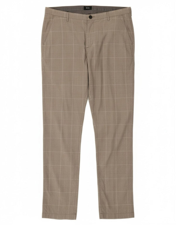 Hugo Boss Pantalon chino coupe slim pour homme IT 52 XL W36 L33 Gris pied-de-poule