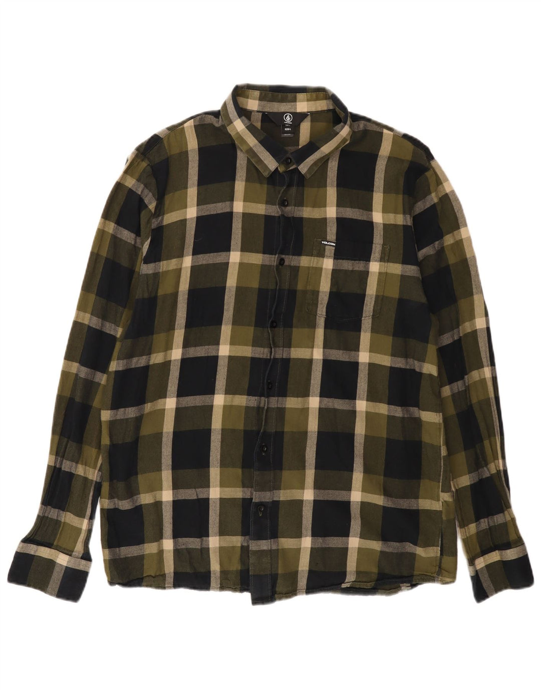 VOLCOM Chemise Flanelle Homme Grand Carreau Kaki Coton