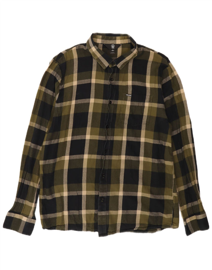 VOLCOM Chemise Flanelle Homme Grand Carreau Kaki Coton