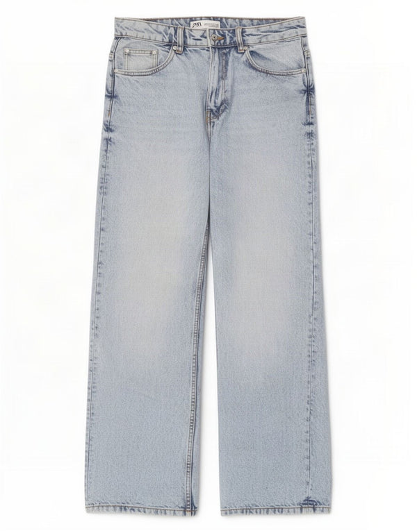 Zara Jean large pour femme EU 40 Medium W30 L30 Bleu Coton