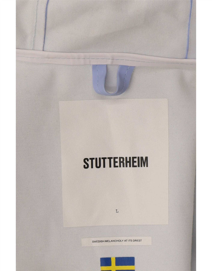 Stutterheim Manteau imperméable à capuche pour homme UK 40 Large Bleu Coton