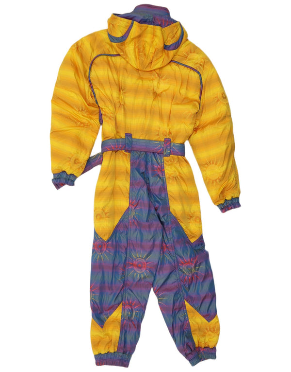 Ellesse Combinaison de ski à capuche graphique pour femme UK 14 Large Jaune Colorblock