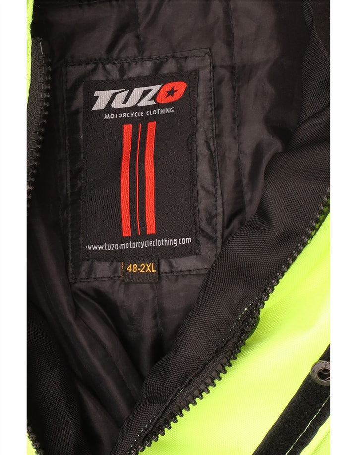 VINTAGE Mens Graphic Moto Racer Bomber Jacket UK 44 2XL Vert Colorblock