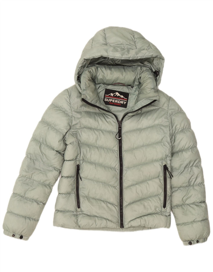 Superdry Veste rembourrée à capuche pour femme UK 12 Polyester vert moyen