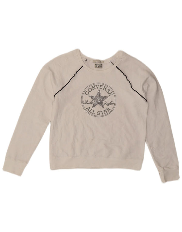 CONVERSE Sweat-shirt court Chuck Taylor pour femme UK 12 Blanc moyen