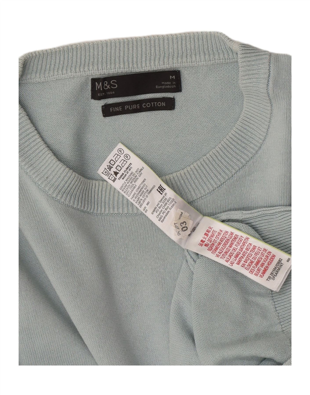 Marks & Spencer Pull Col Rond Homme Bleu Moyen Coton