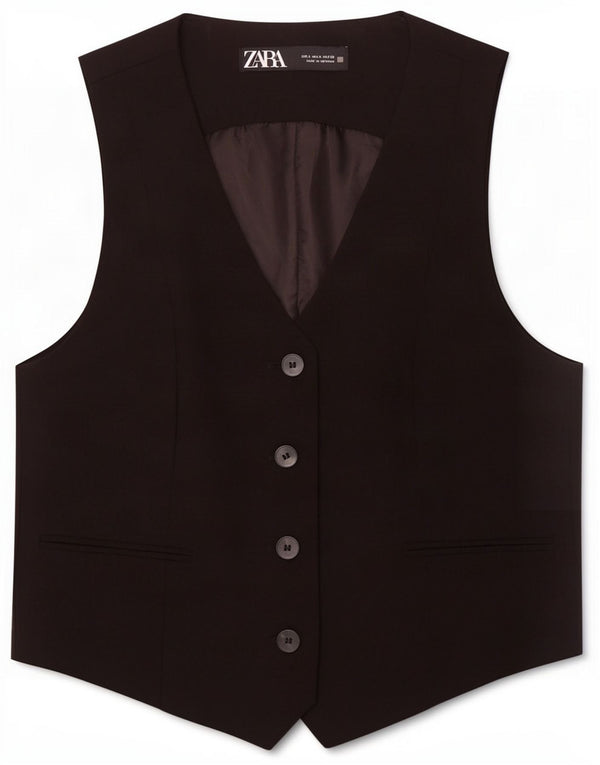 Zara Gilet Femme UK 10 Small Noir Polyester