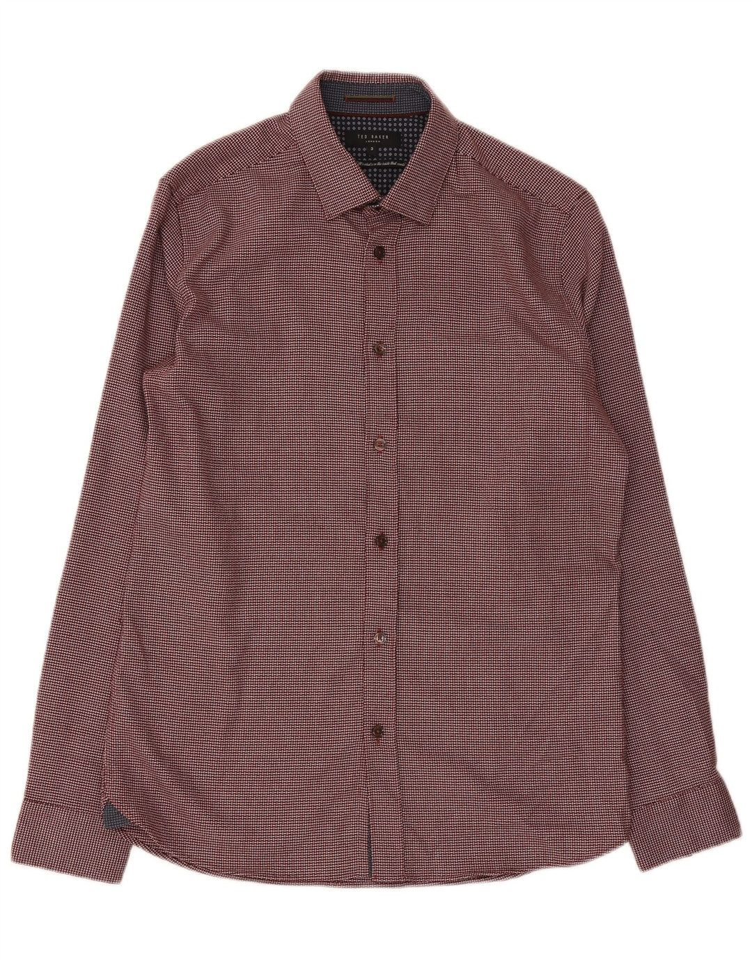 Ted Baker Chemise coupe classique pour homme Taille 3 Polyester géométrique bordeaux moyen