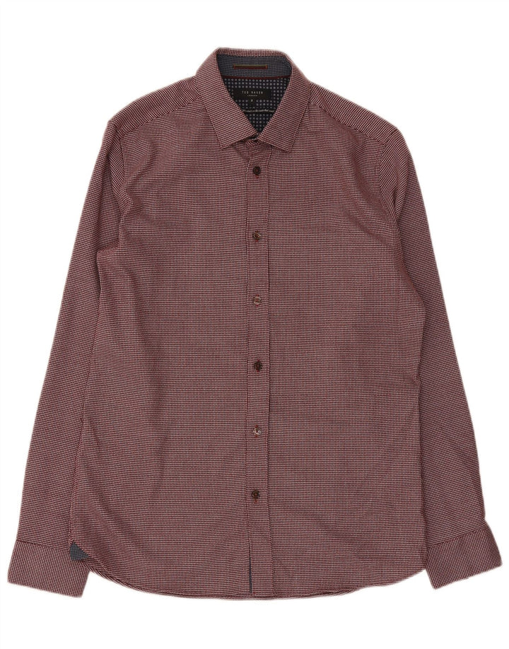 Ted Baker Chemise coupe classique pour homme Taille 3 Polyester géométrique bordeaux moyen