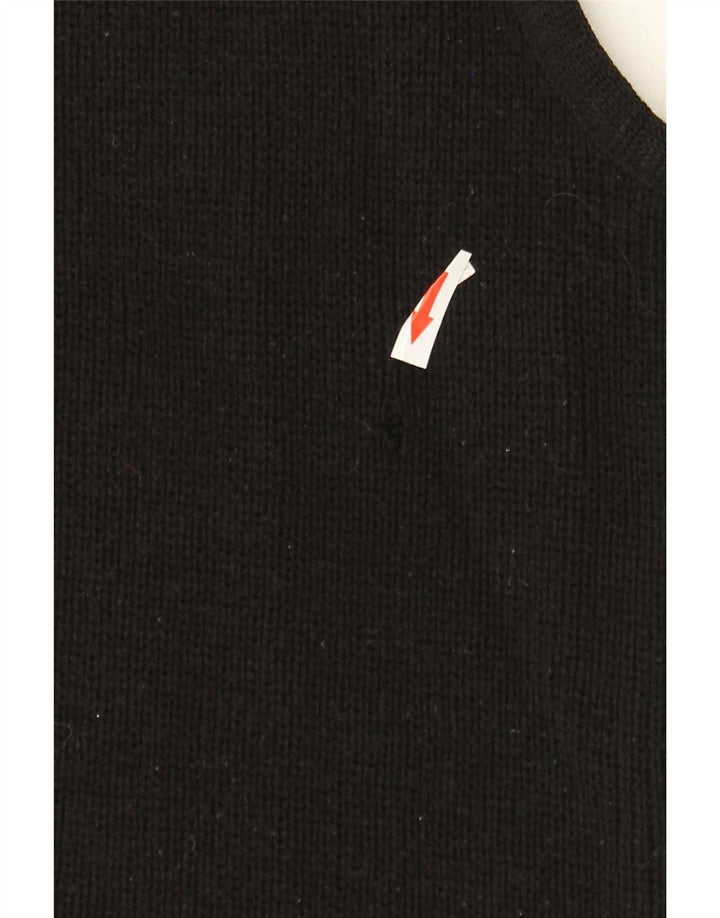 vintage Mens Cardigan sans manches Pull Moyen Noir Géométrique