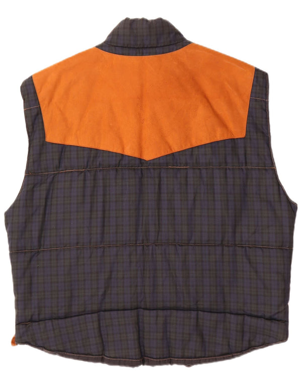 vintage Mens Riding Gilet rembourré UK 42 XL Beige Check