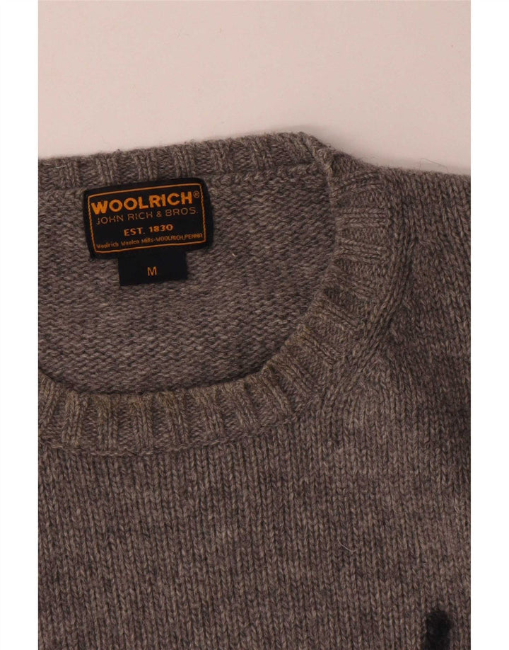 Woolrich Pull Graphic Jumper Homme Gris Moyen Laine Mouchetée