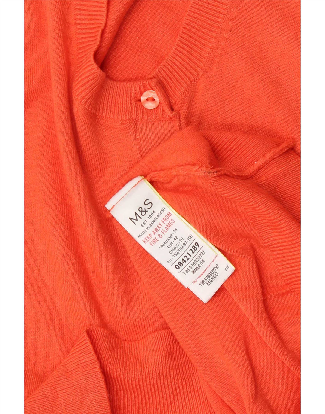 Marks & Spencer Pull cardigan court pour femme UK 14 Viscose orange moyen