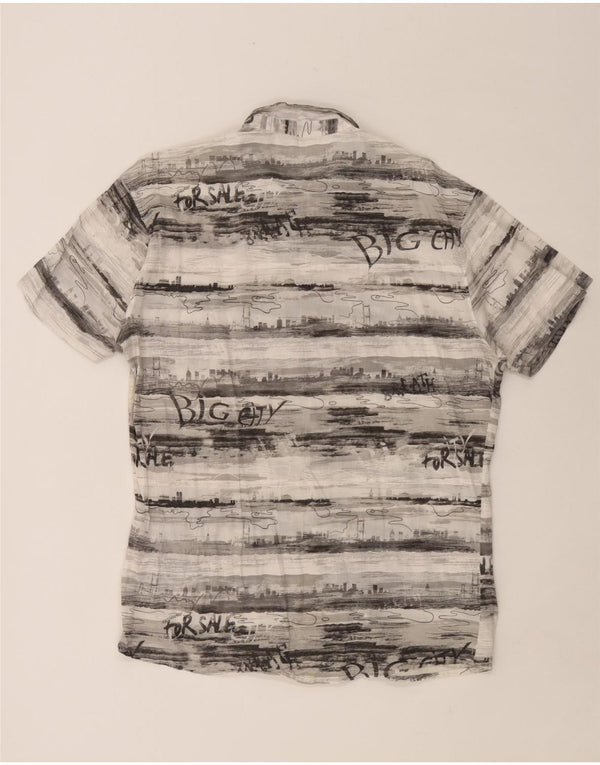 Quiksilver Chemise Graphique à Manches Courtes Homme XL Gris Géométrique Coton
