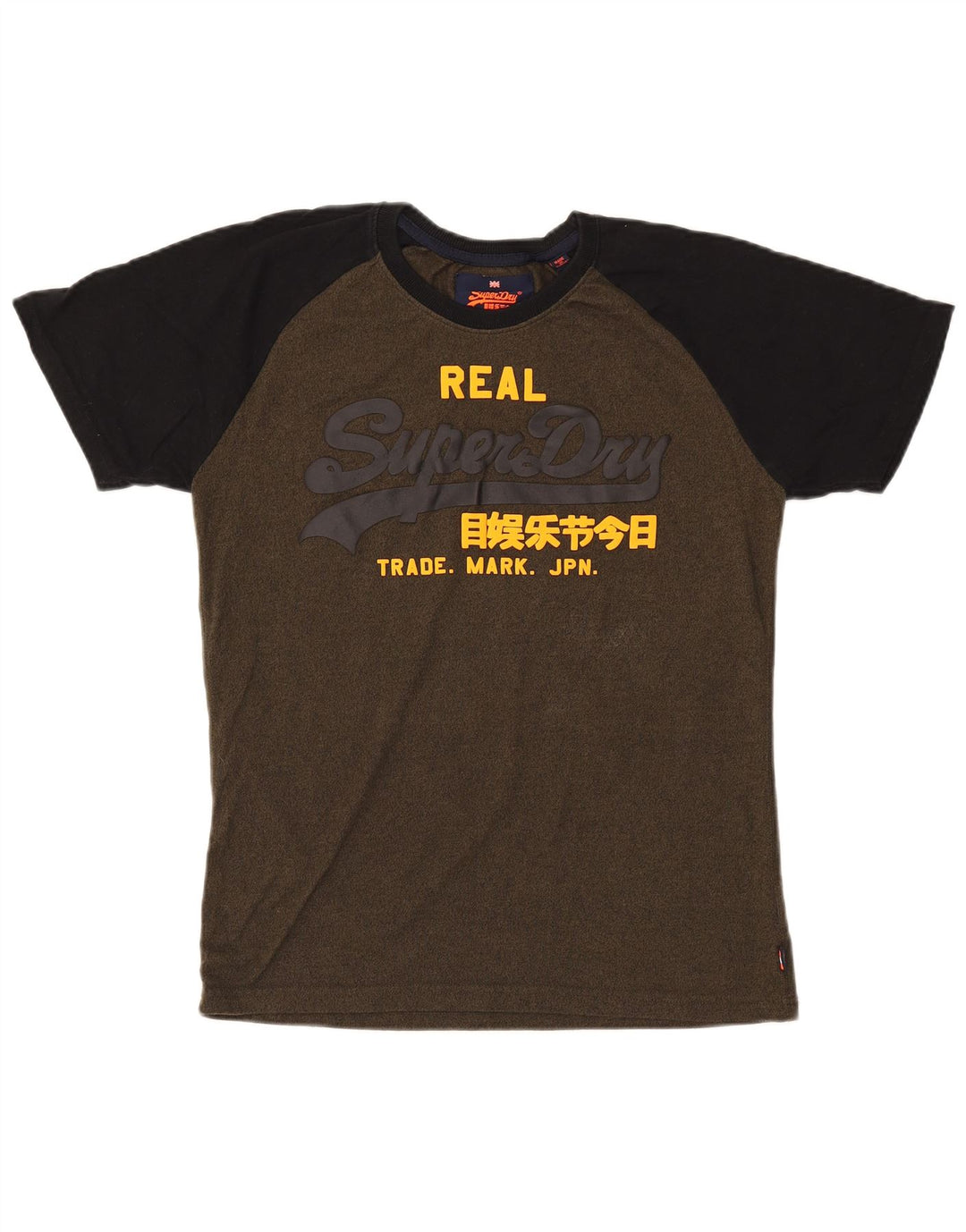 Superdry T-Shirt Graphique en Coton Colorblock Kaki Moyen Homme