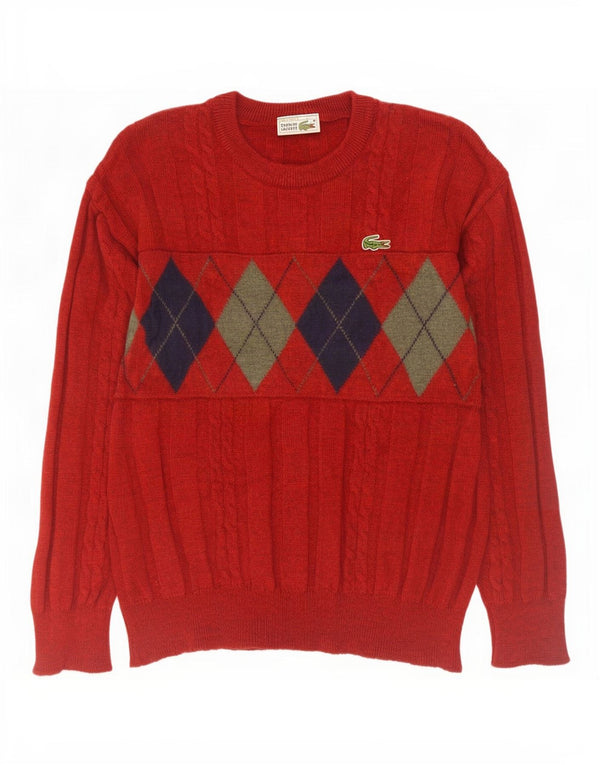 Lacoste Pull ras du cou pour homme Taille 6 XL Rouge Argyle/Diamond Laine vierge
