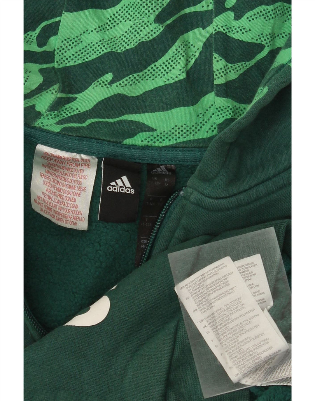 ADIDAS Pull à capuche zippé graphique pour garçon 11-12 ans Vert Coton