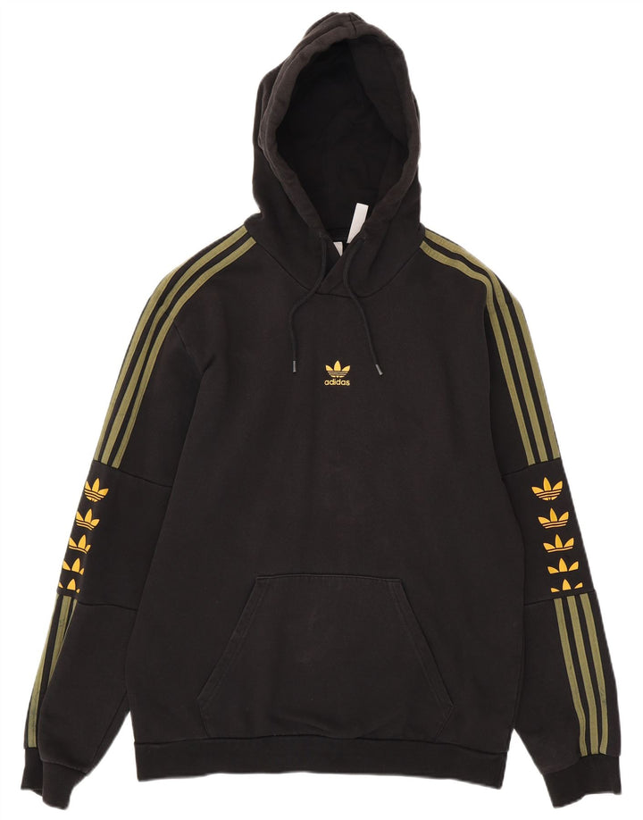ADIDAS Pull à capuche graphique pour homme en coton noir moyen
