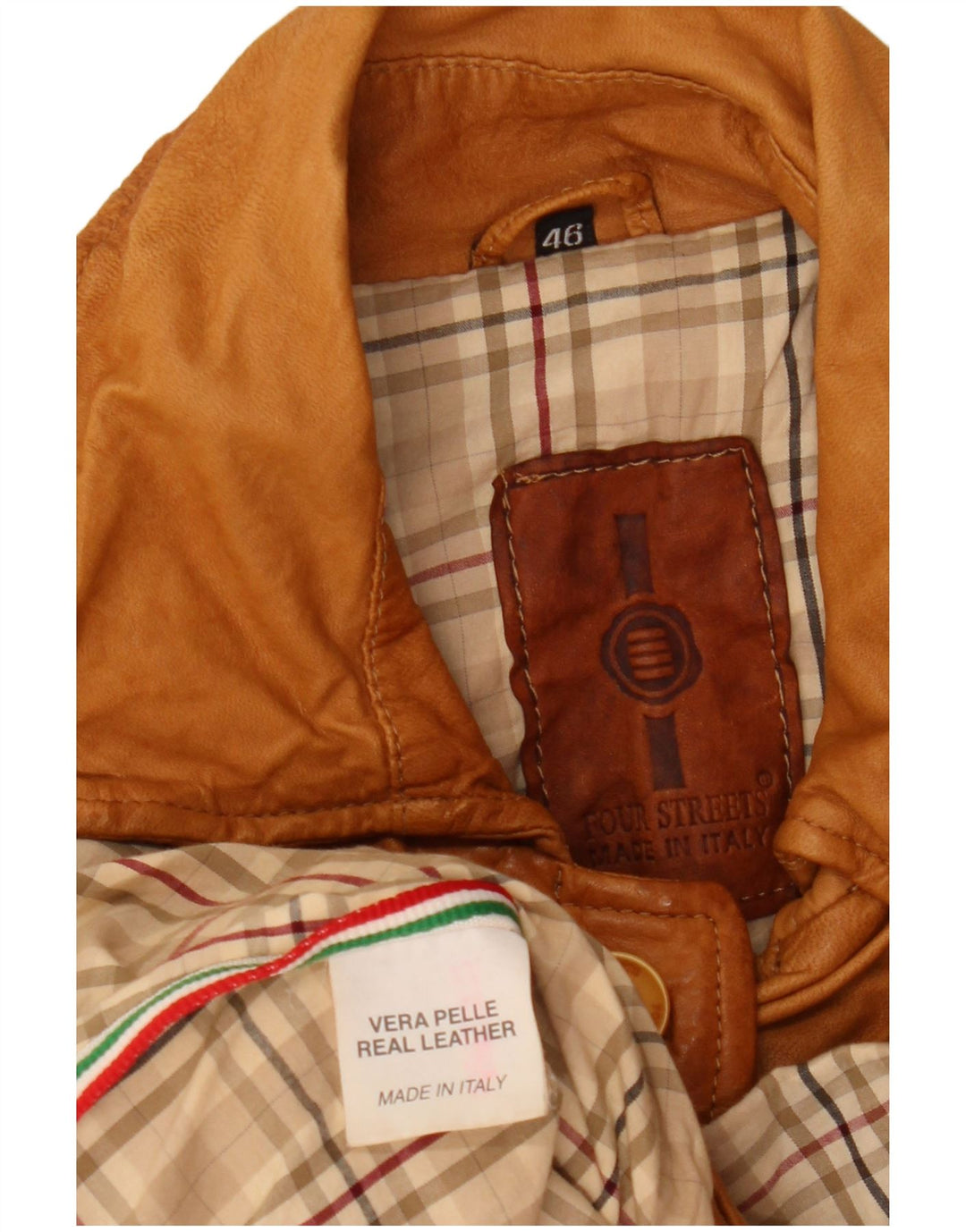 veste en cuir femme vintage IT 46 Grand cuir marron