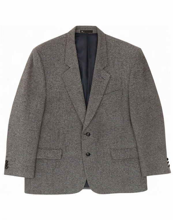 Bhs Mens Harris Tweed 2 Button Blazer Jacket UK 46 3XL Grey Wool