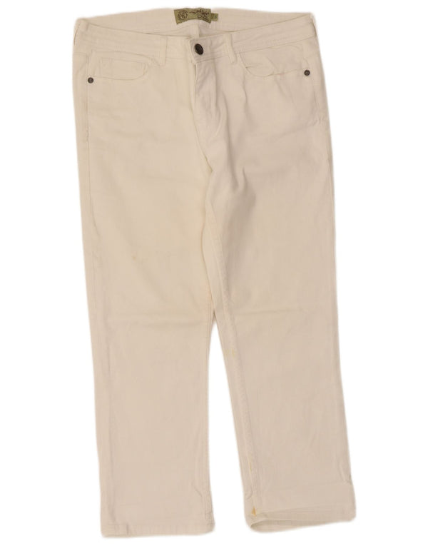 Fat Face Jean court pour femme UK 14 Large W34 L24 Coton blanc