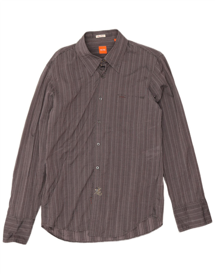 Hugo Boss Chemise Homme Large Gris Rayé Coton